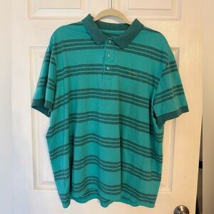 Lacoste Men's Teal Striped Polo Shirt